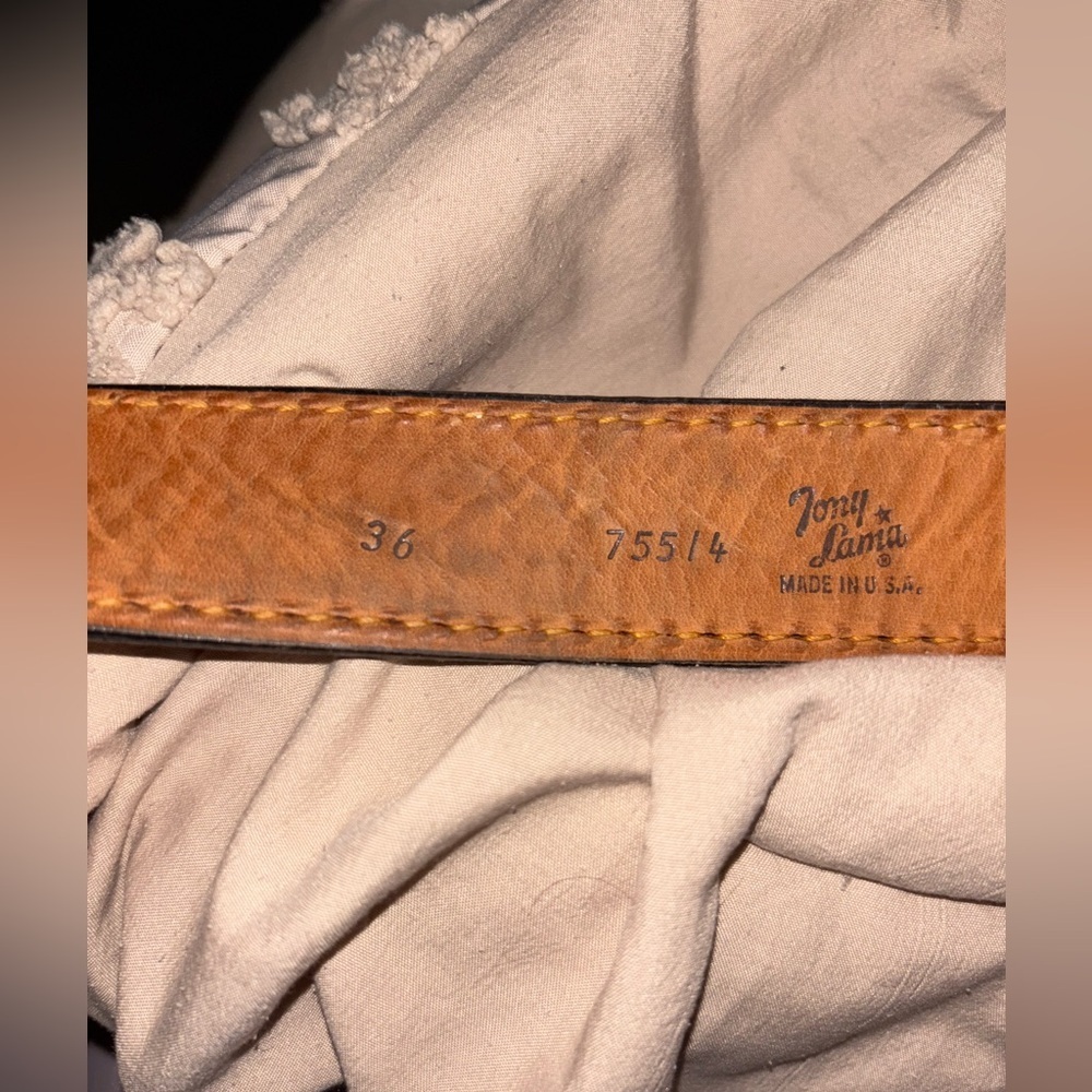 VINTAGE TONY LAMA Belt 36 Brown Cowhide leather Western Cowboy Rodeo​​ - Picture 8 of 8